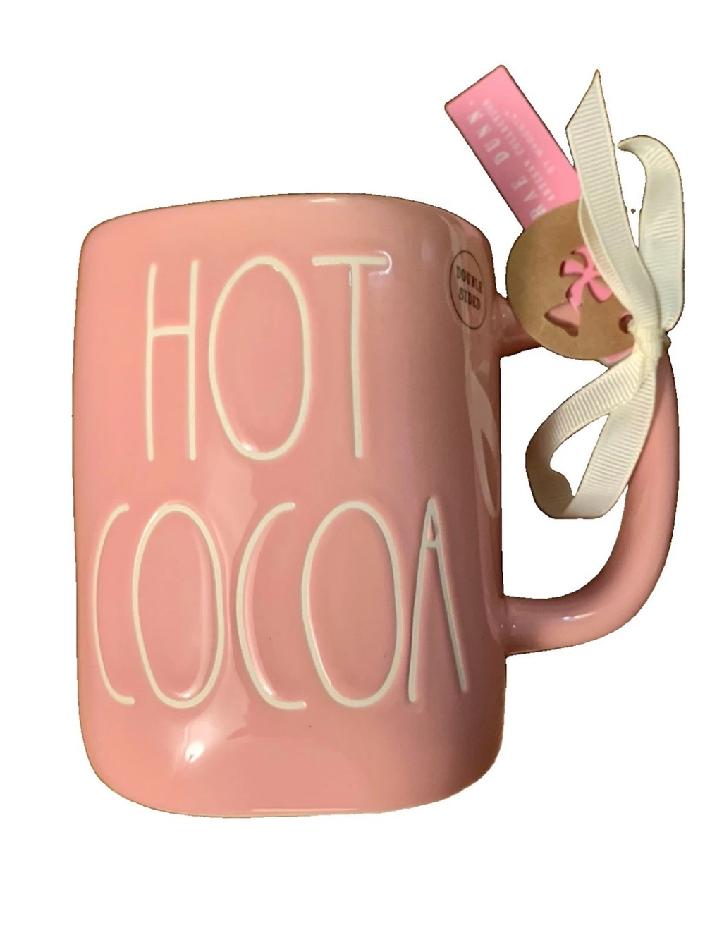 RAE DUNN HOT COCOA Gingerbread Man PINK Etched Mug Farmhouse Minimalist 2024 NWT